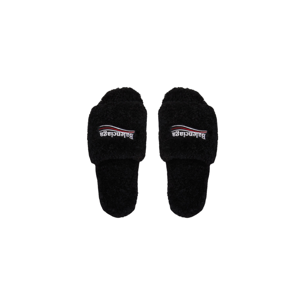 Balenciaga Furry Slide - Jet Black-Premium Legacy Streetwear