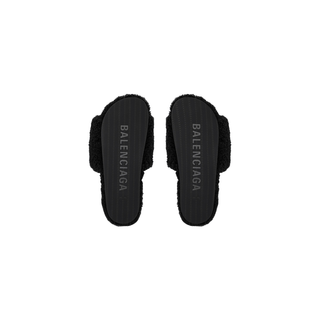 Balenciaga Furry Slide - Jet Black-Premium Legacy Streetwear